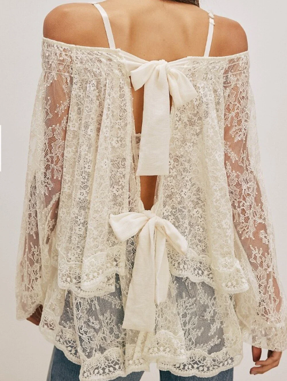 FREE PEOPLE goldie knit lace top S M
